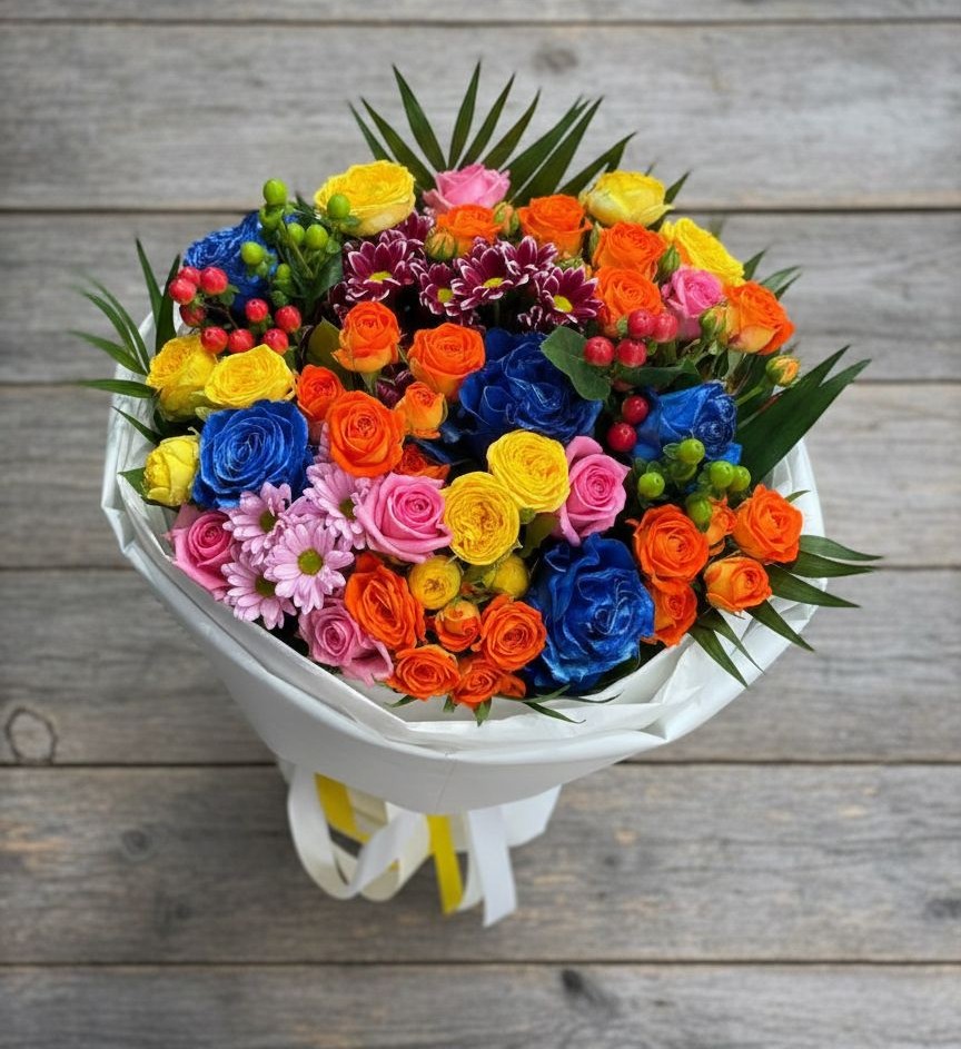 Букет цветов из: Розы и Хризантемы в Молочные Дворы