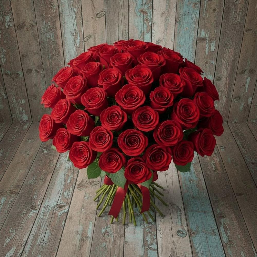 Букет 55 Красных роз Фридом в Молочные Дворы