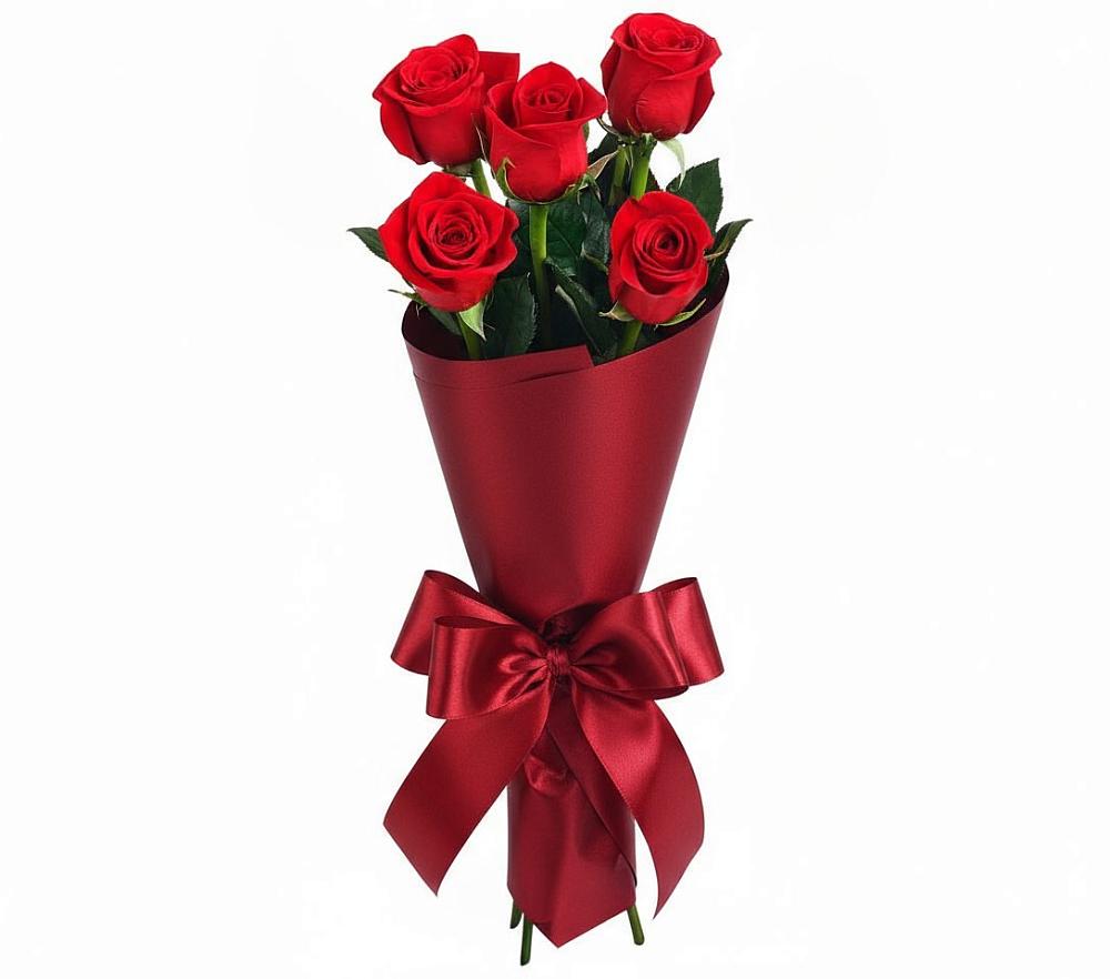 Букет 5 Красных роз Эдлесс Лав в Молочные Дворы