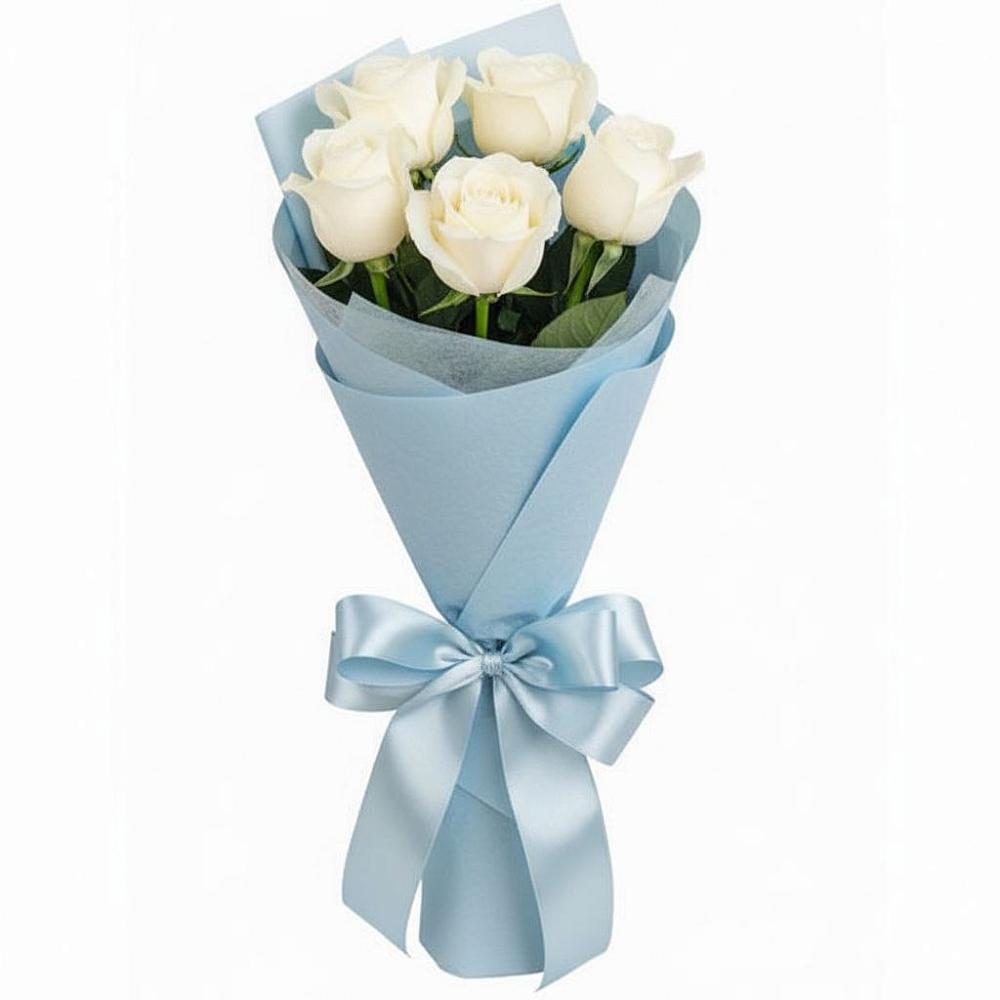 Букет 5 Белых роз Проуд в Молочные Дворы