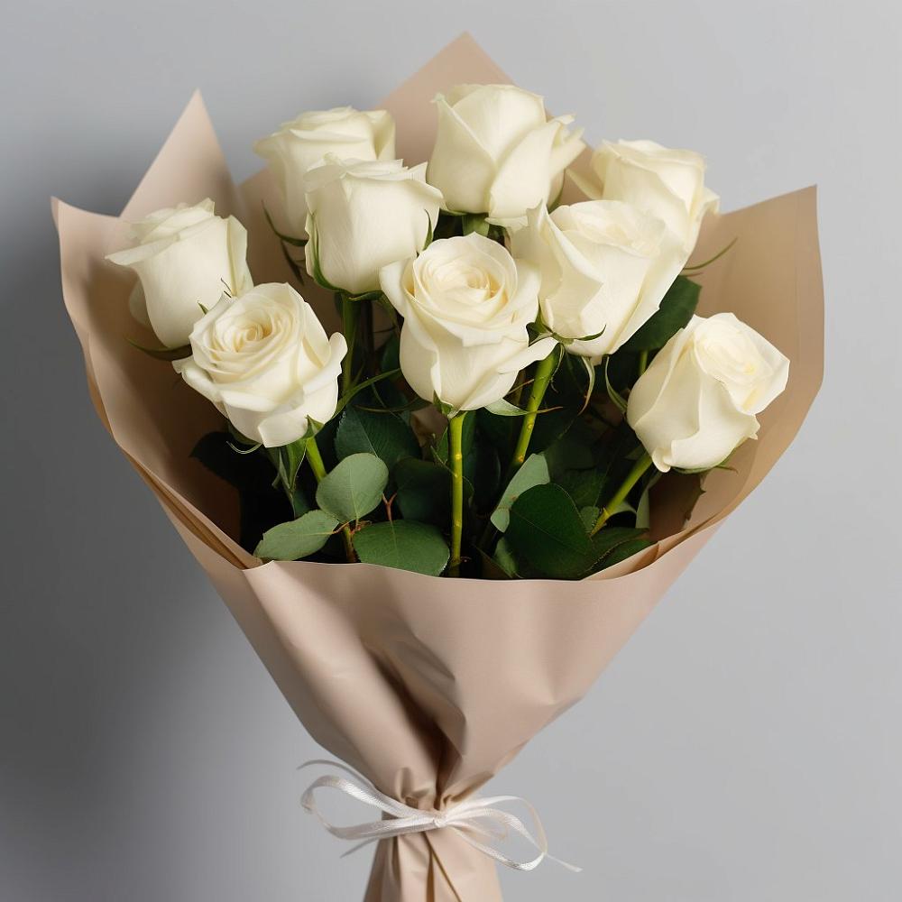 Букет 9 Белых роз Эдлесс Лав в Молочные Дворы