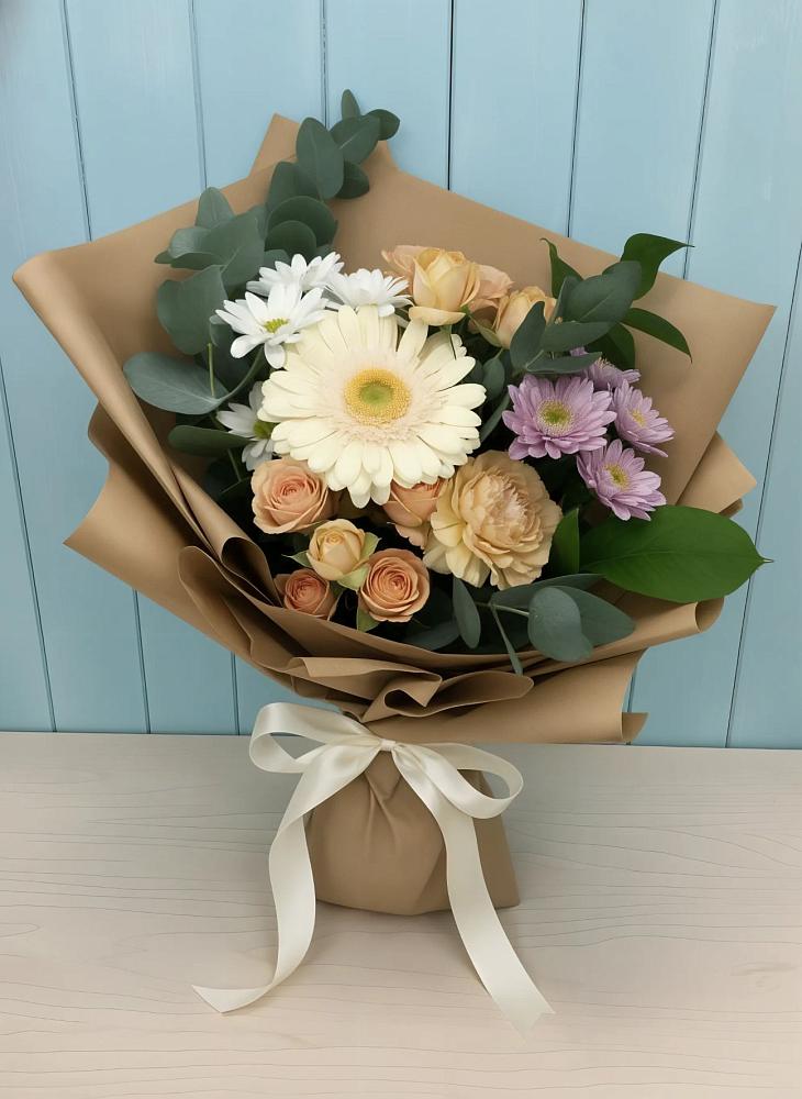 Букет цветов из: Герберы и Хризантемы в Молочные Дворы