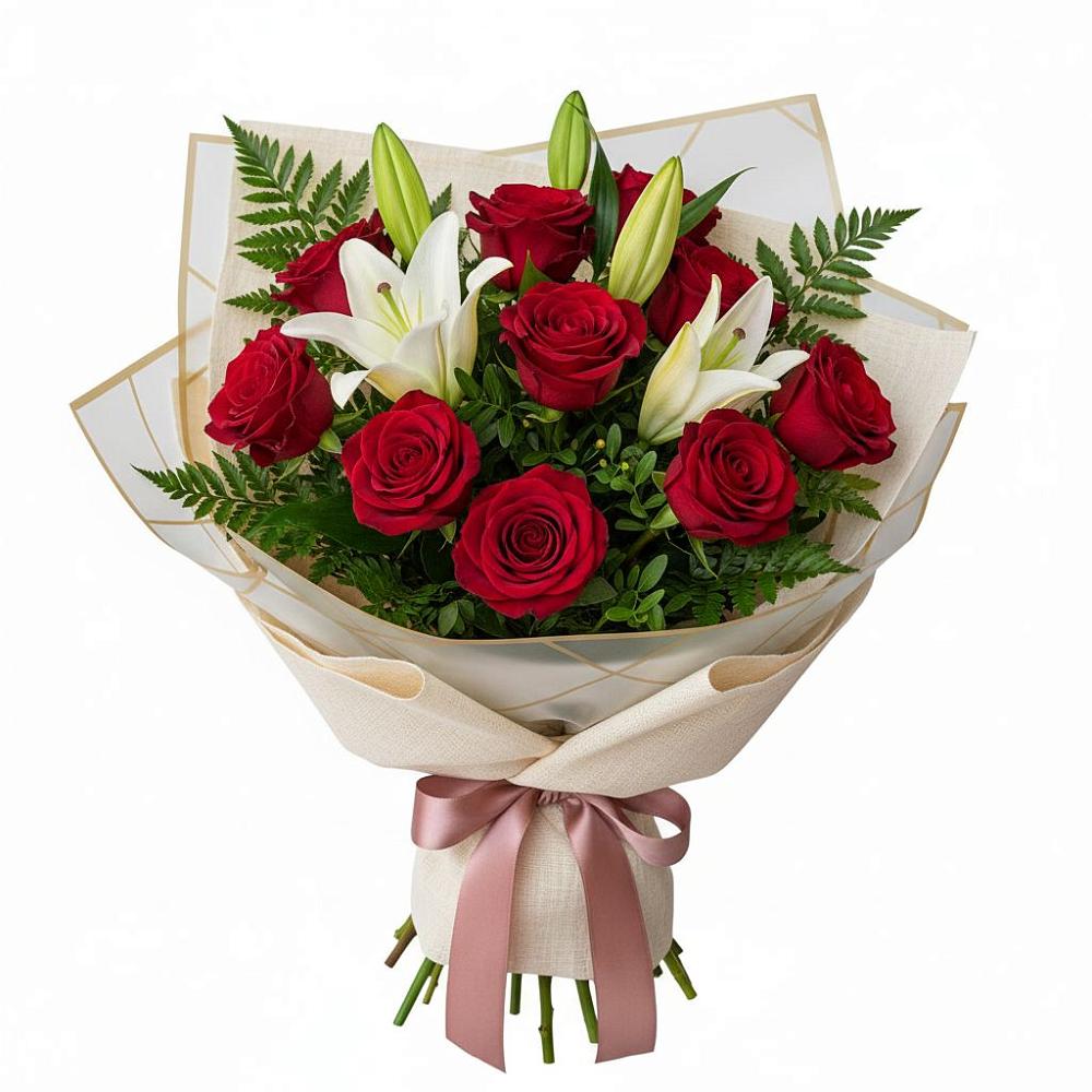 Букет цветов из: Лилии и Розы в Молочные Дворы