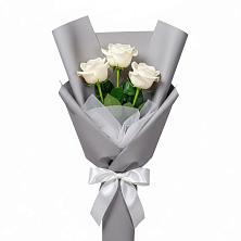 Букет 3 белые розы в Молочные Дворы