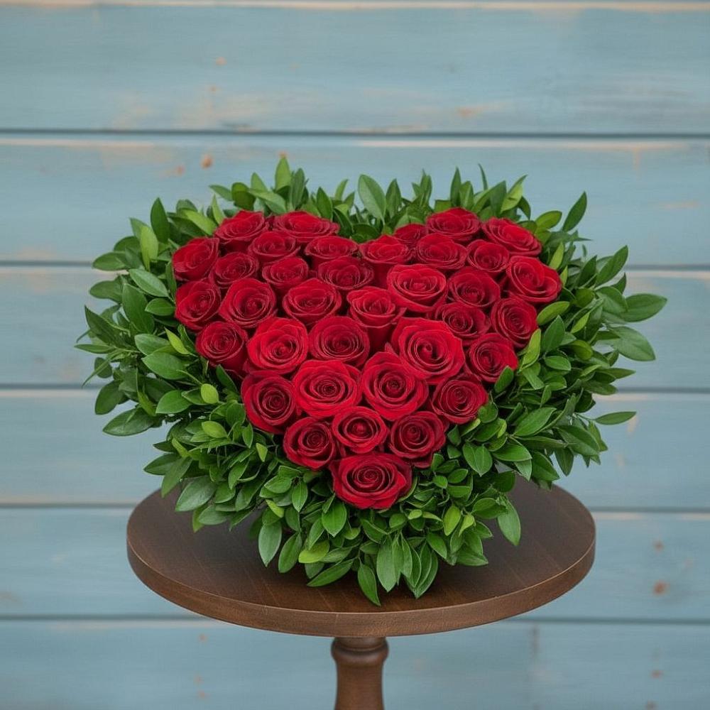 Цветочная композиция из Розы в виде сердца в Молочные Дворы