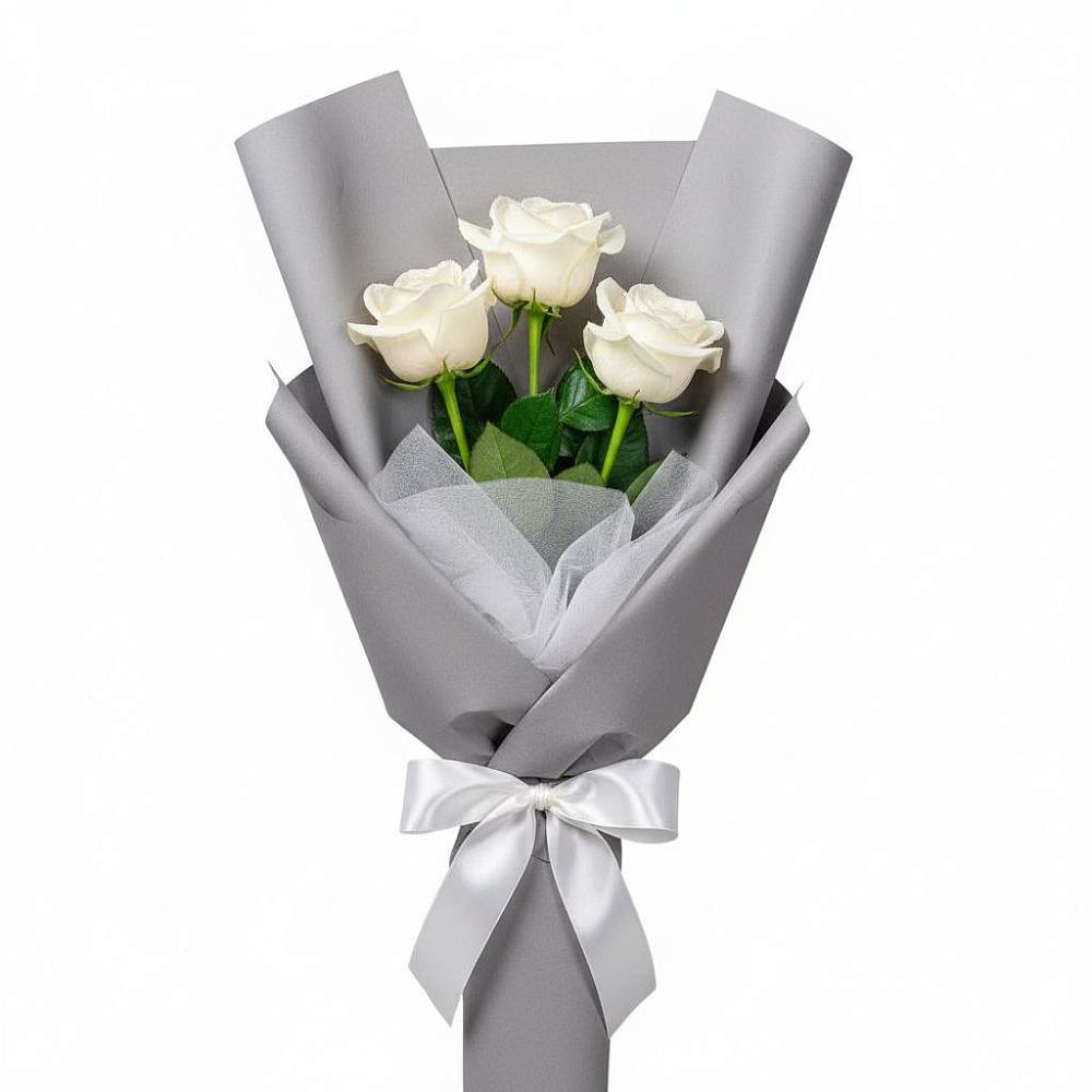 Букет 3 белые розы в Молочные Дворы