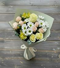 Букет цветов из:  Альстромерии, Розы и Хризантемы в Молочные Дворы