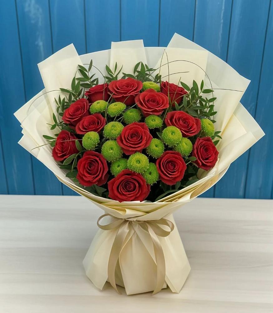 Букет цветов из: Розы и Хризантемы в Молочные Дворы