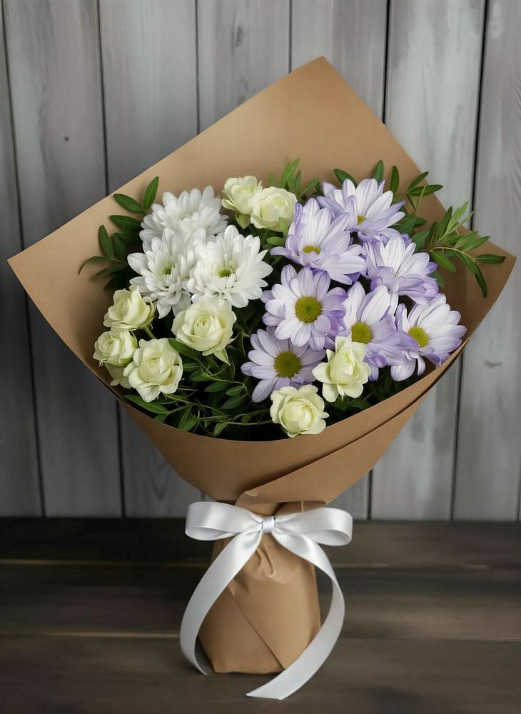 Букет цветов из: Хризантемы и Розы в Молочные Дворы
